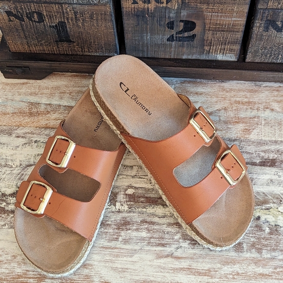 NWOT CL Laundry Surf's Up Foot Bed Double Strap Espadrille Sandal Women Size 8 - Picture 2 of 10